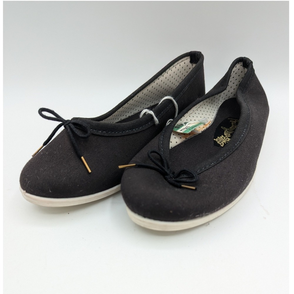 Butterflies Black Canvas Ballet Flats Bow Polka Dot Lining Round Toe  7